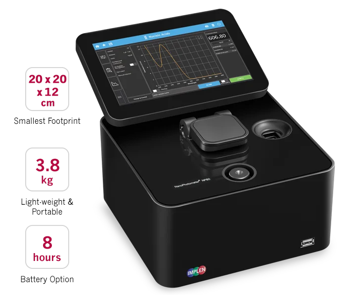 Implen NP80 lightweight portable small nanophotometer spectrophotometer nanodrop alternative