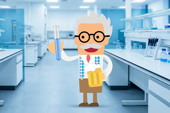Professor Beer examining sample