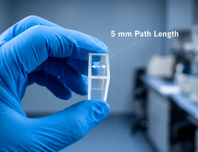 Understanding cuvette-length, cuvette spectrophotometry, 5mm path length cuvette